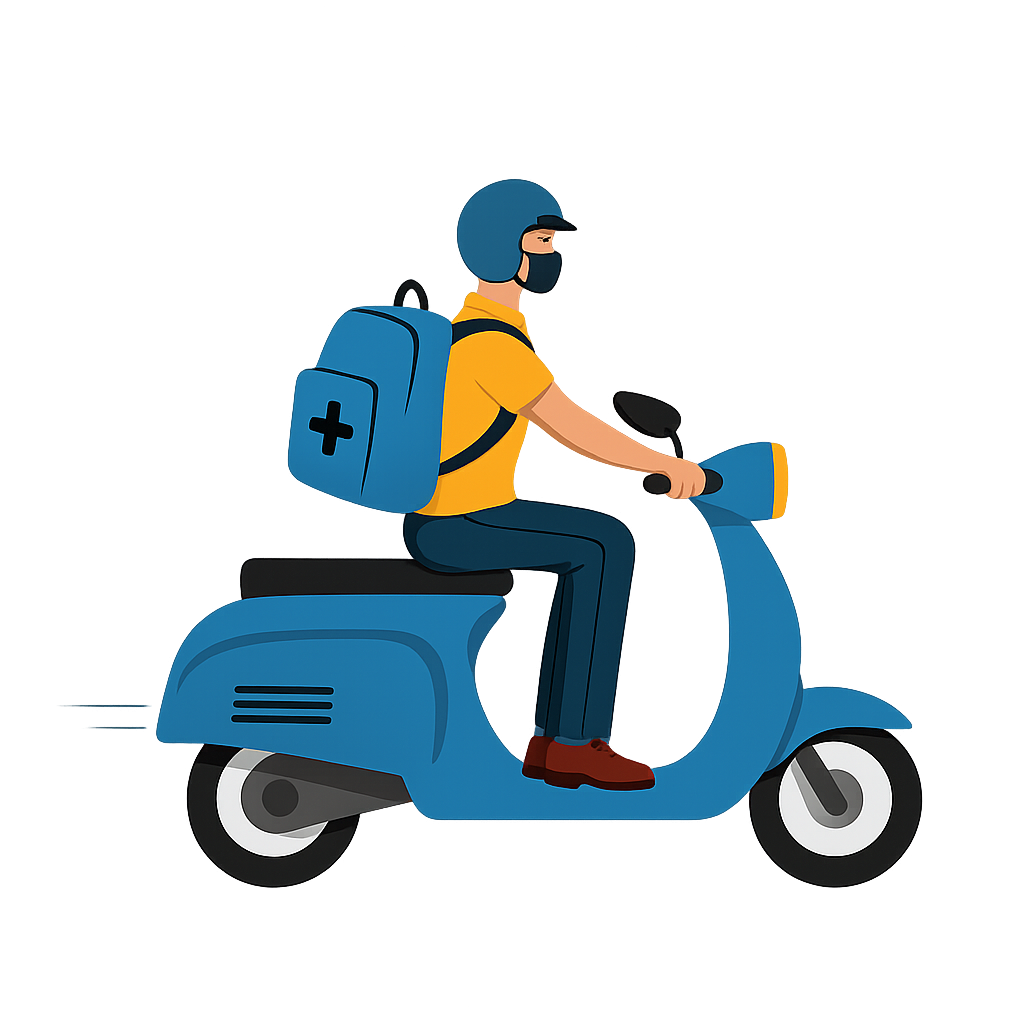 Rider delivering samples